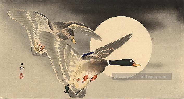 oies en vol avant une pleine lune Ohara KOSON Shin Hanga Peintures à l'huile